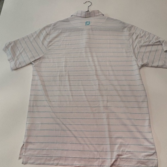 FootJoy Golf Polo Shirt Men’s XL White Blue Striped Performance Stretch - Picture 3 of 4